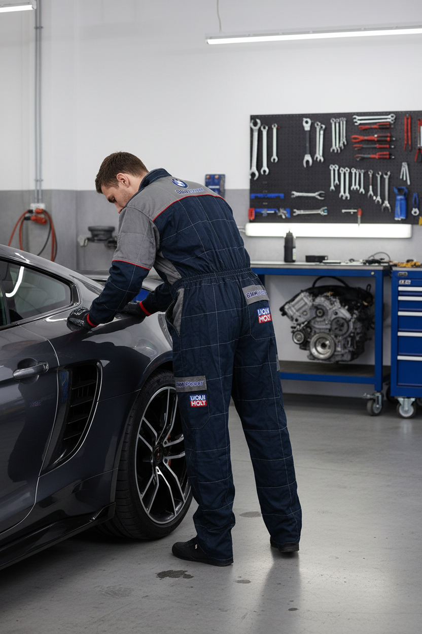 Neu Arbeitskleidung Overall BMW Power Motorsport, gestickte Embleme, S-3XL