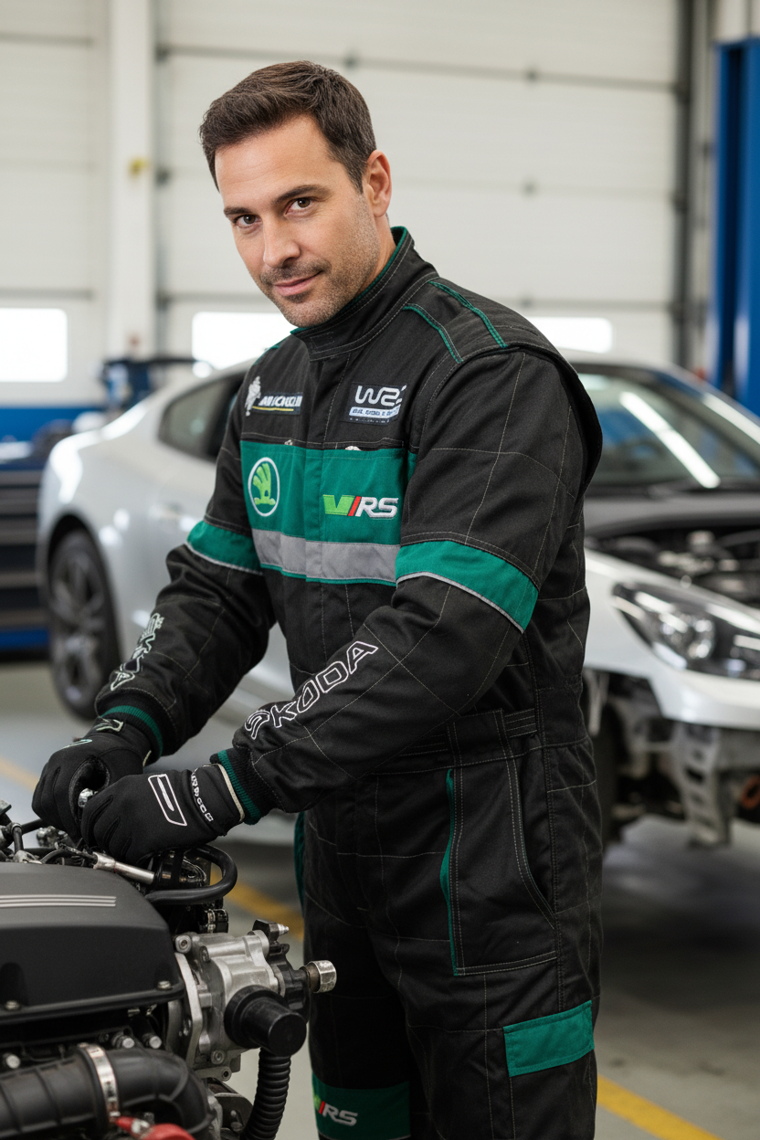 Get Skoda vRS Motorsport Work Wear Overall – Embroidered Emblems | Durable Mechanic Coverall Suit