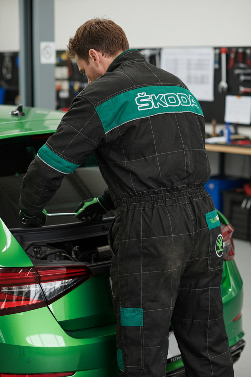 Get Skoda vRS Motorsport Work Wear Overall – Embroidered Emblems | Durable Mechanic Coverall Suit