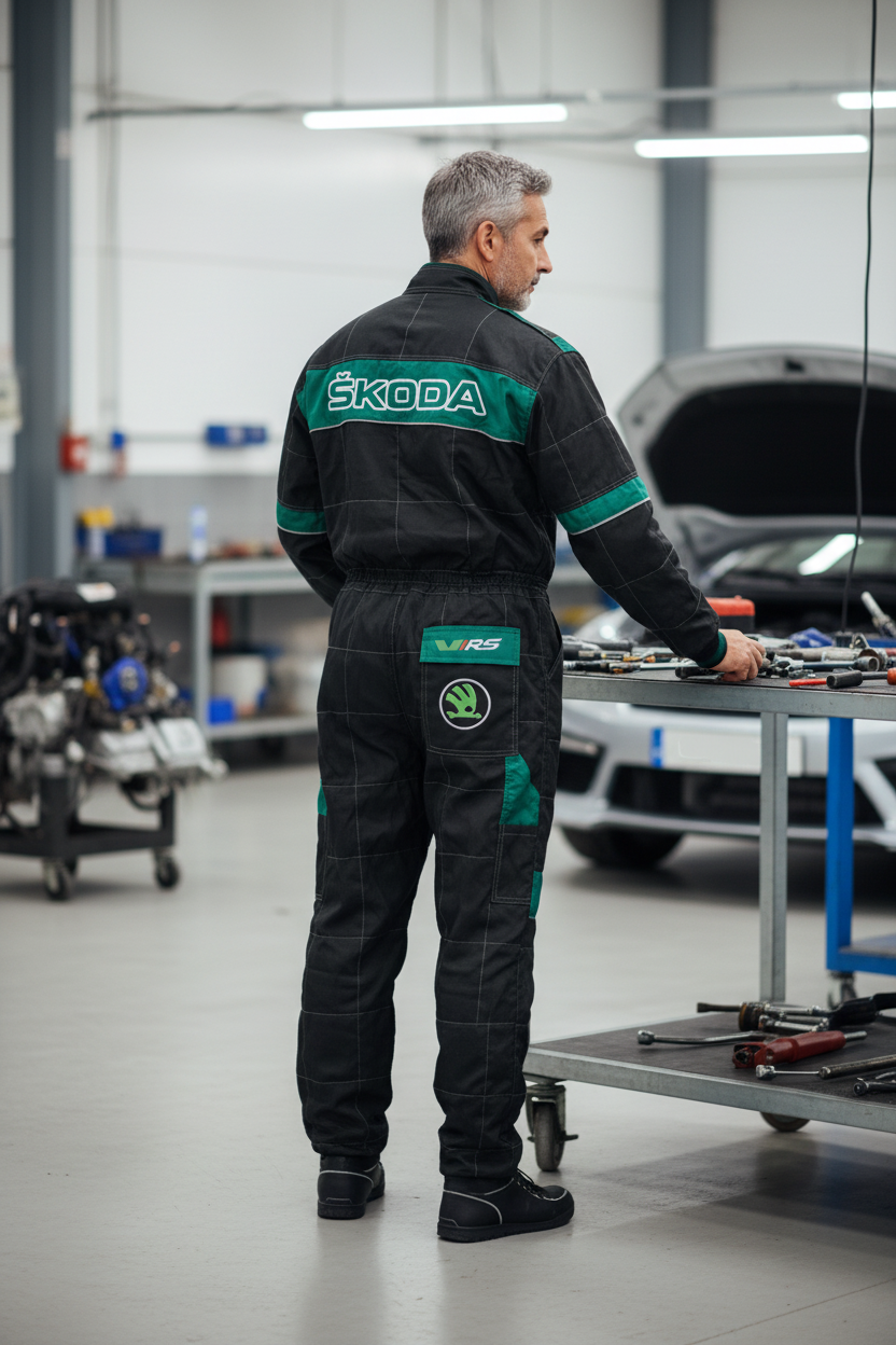 Get Skoda vRS Motorsport Work Wear Overall – Embroidered Emblems | Durable Mechanic Coverall Suit