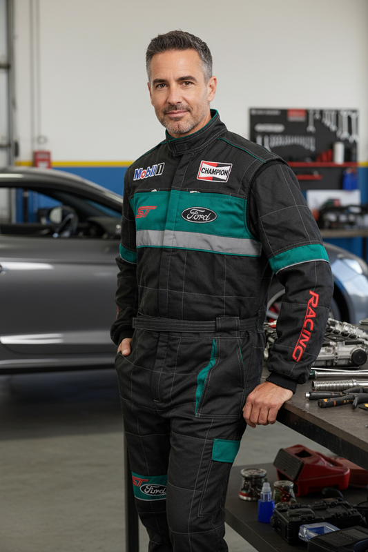 Neu Arbeitskleidung Overall Ford ST Power Motorsport, gestickte Embleme, S-3XL