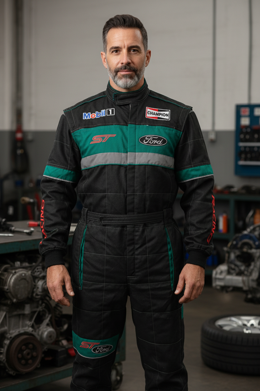 Neu Arbeitskleidung Overall Ford ST Power Motorsport, gestickte Embleme, S-3XL