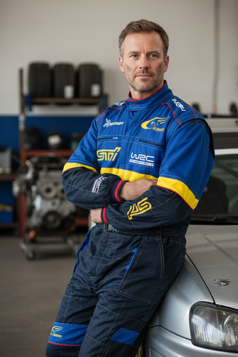 Neu Arbeitskleidung Overall Subaru WRX STI Motorsport, gestickte Embleme, S-3XL