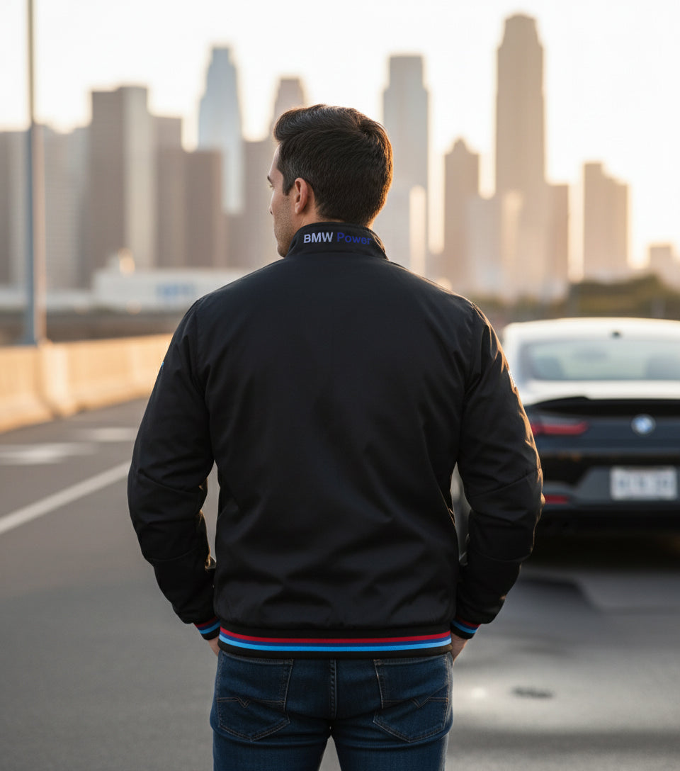 BMW Power Motorsport Bomber Jacket – Embroidered Logos | Racing-Inspired Apparel (S-3XL)