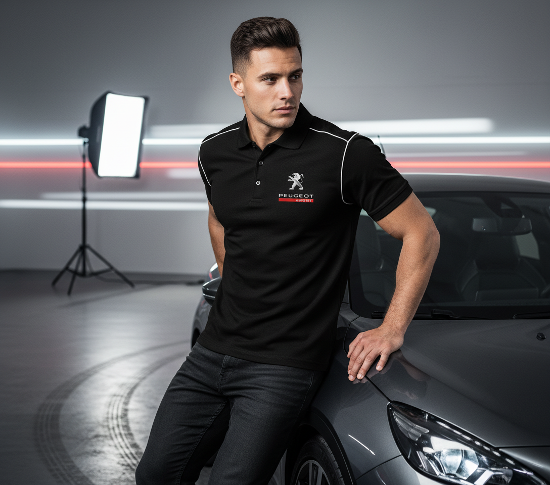 Neu Polo Shirt Peugeot Sport, gestickte Embleme, S-3XL