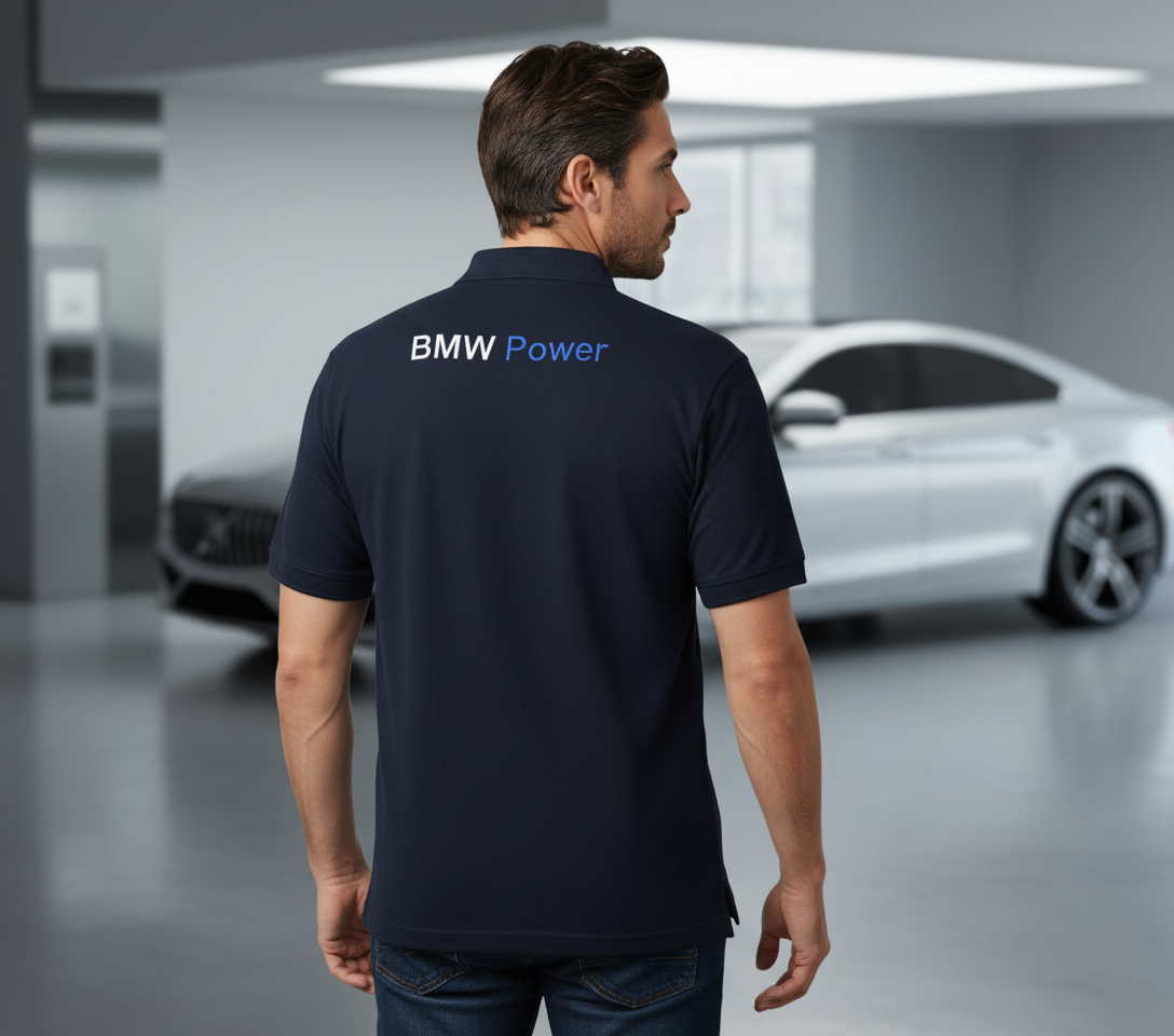 New Polo Shirt BMW Power Motorsport, embroidered emblems, S-3XL - Racewear24 