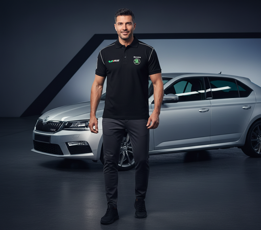 Neu Polo Shirt Skoda vRS Power Motorsport, gestickte Embleme, S-3XL