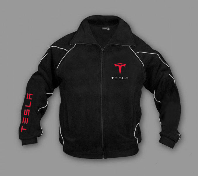 New Mens Fleece Tesla Jacket, Motorsport Wear With Embroidered Logos - Racewear24 