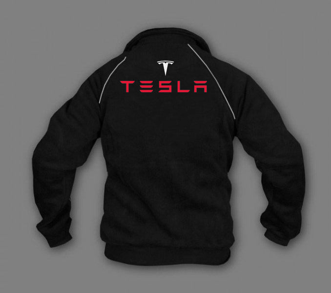 New Mens Fleece Tesla Jacket, Motorsport Wear With Embroidered Logos - Racewear24 